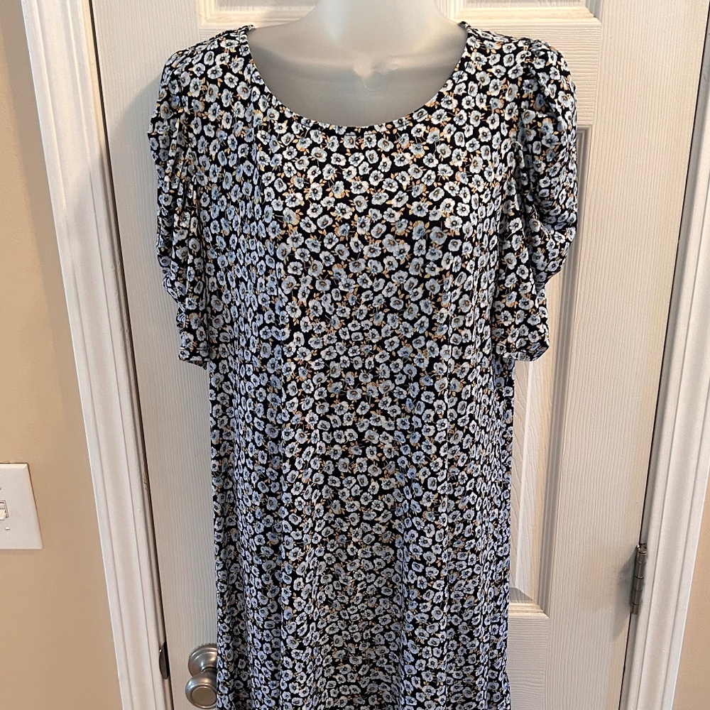 Cece ruched sleeve floral print dress